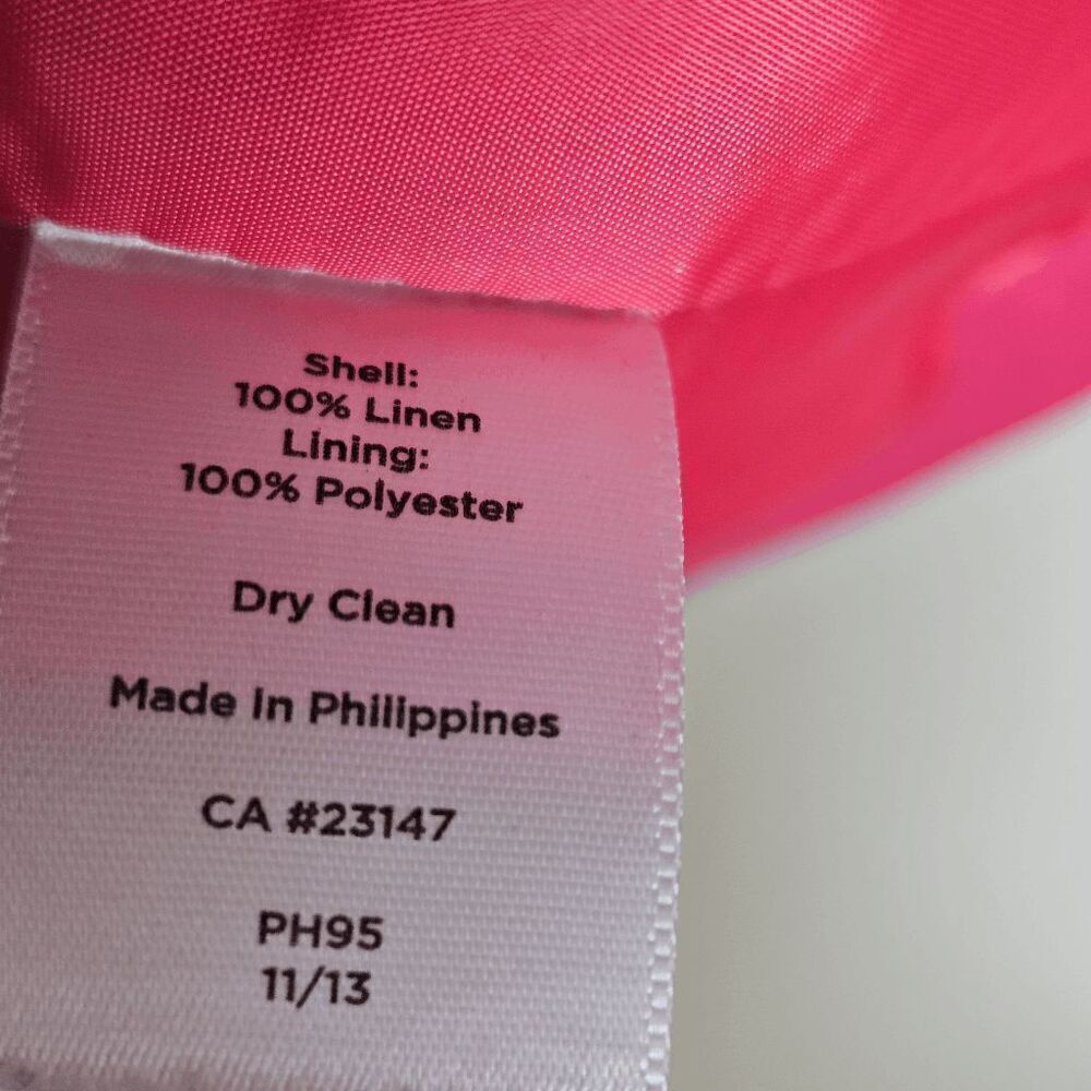 Talbots Open Front 100% Linen Summer Blazer Womens Hot Pink Barbie Core 14 - Picture 3 of 4